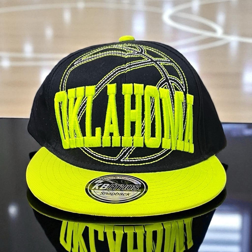 KBETHOS Black and Neon Oklahoma Green Snapback Cap OS